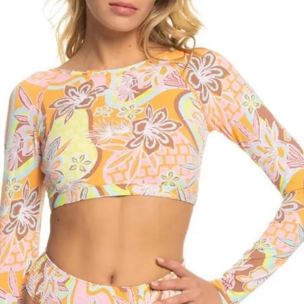 NWT roxy delic long sleeve crop rashguard Size XXL Bold Floral